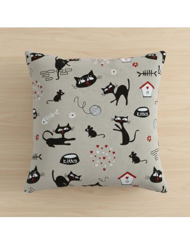 Toile de coton canvas - Chats noirs