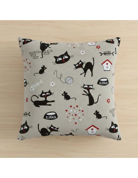 Toile de coton canvas - Chats noirs
