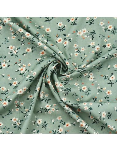 Tissu viscose Rosier sauvage - Sauge