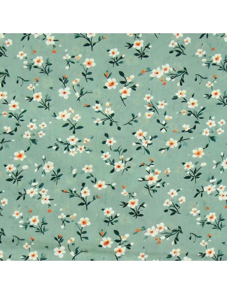 Tissu viscose Rosier sauvage - Sauge