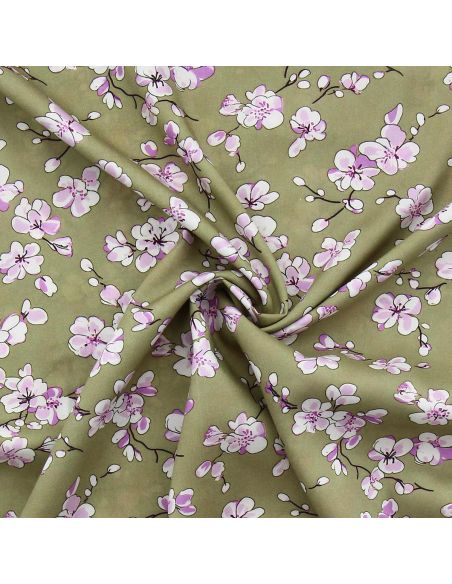 Tissu viscose Sakura - Vert olive