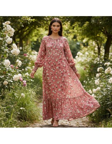 Tissu viscose Rosier sauvage - Bois de rose