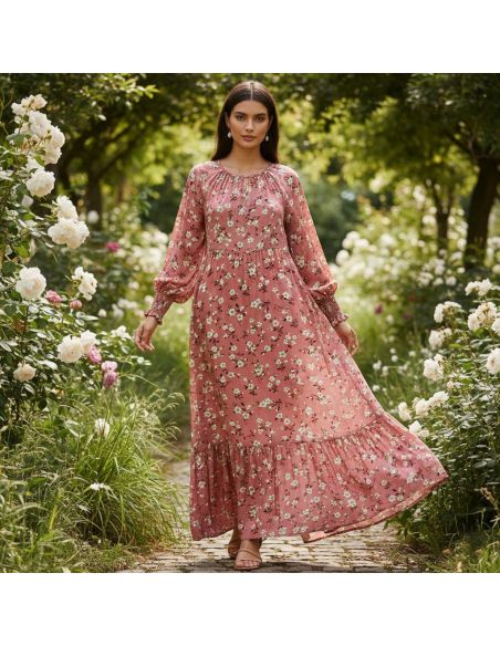 Tissu viscose Rosier sauvage - Bois de rose