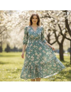 Tissu viscose Sakura - Vert de gris 2