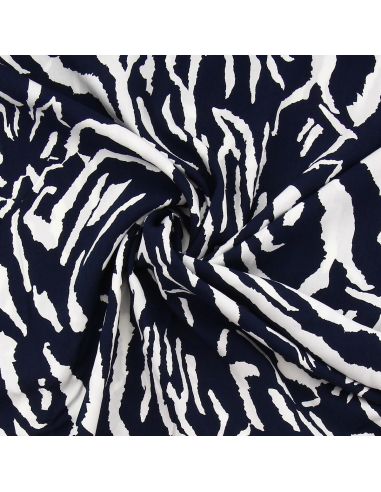 Tissu viscose Zèbre - Bleu marine