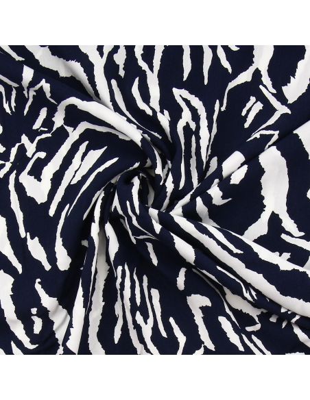 Tissu viscose Zèbre - Bleu marine