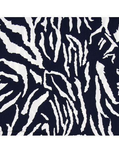 Tissu viscose Zèbre - Bleu marine