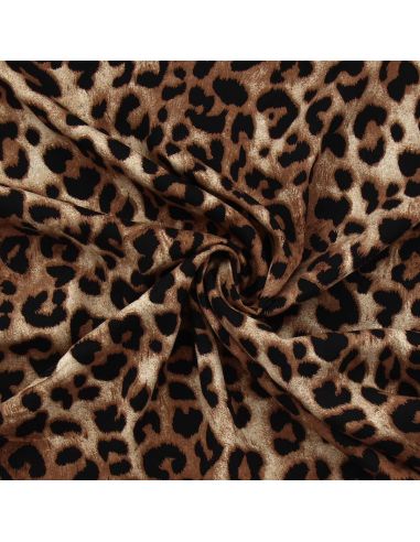 Tissu viscose Léopard - Marron