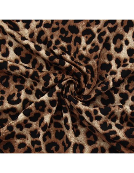 Tissu viscose Léopard - Marron