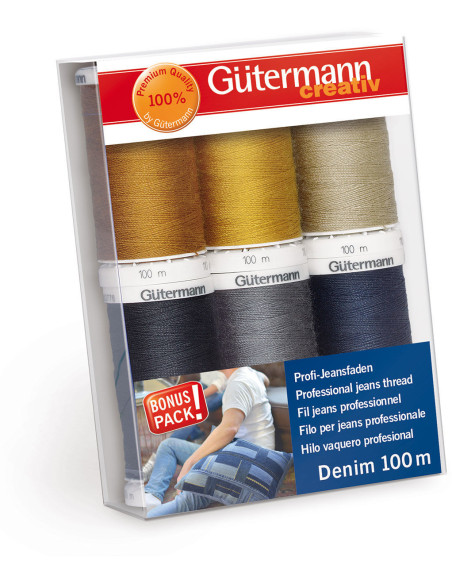 Set de 6 fils à coudre Denim Gütermann