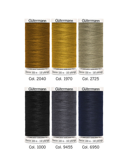 Set de 6 fils à coudre Denim Gütermann