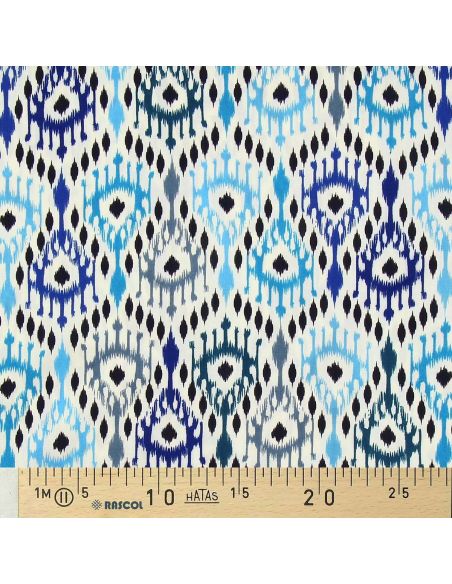 Tissu viscose Paon - Bleu