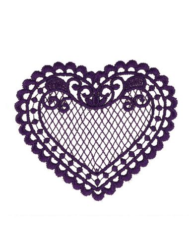 Écusson thermocollant coeur dentelle - Violet