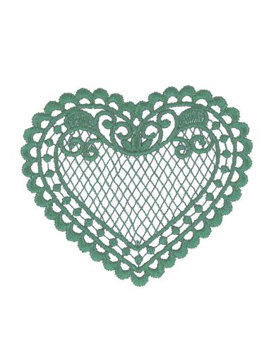 Écusson thermocollant coeur dentelle - Céladon