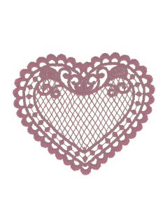 Écusson thermocollant coeur dentelle - Rose thé