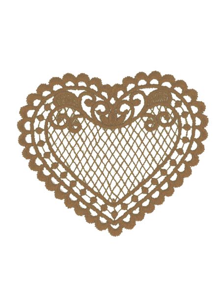 Écusson thermocollant coeur dentelle - Beige doré