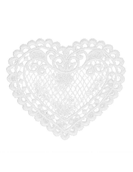 Écusson thermocollant coeur dentelle - Blanc