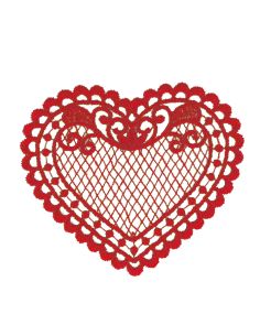 Écusson thermocollant coeur dentelle - Rouge