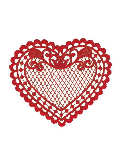 Écusson thermocollant coeur dentelle - Rouge
