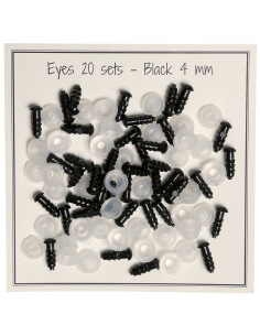 Yeux de sécurité noirs 4 mm - 20 paires