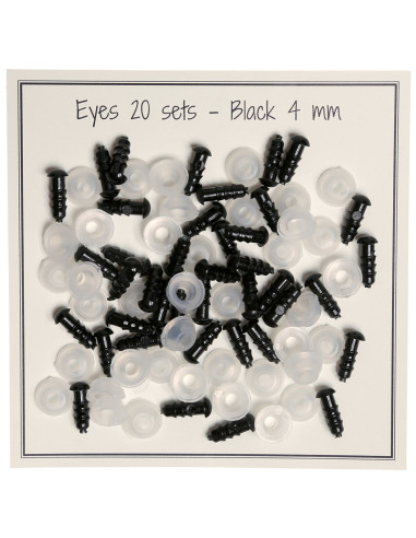 Yeux de sécurité noirs 4 mm - 20 paires