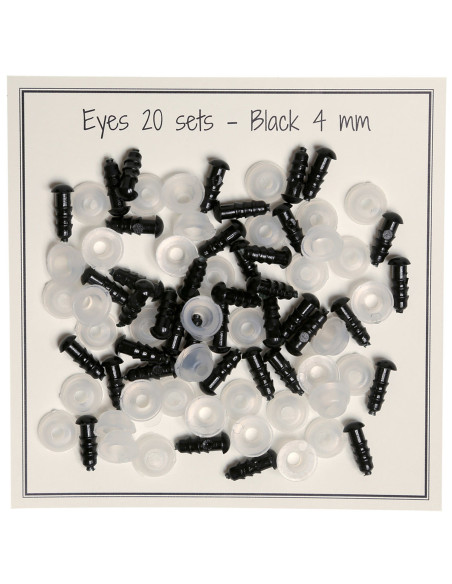 Yeux de sécurité noirs 4 mm - 20 paires