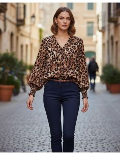 Tissu viscose Léopard - Marron 2