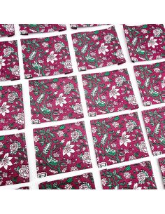 Lot de 5 étiquettes tissées à coudre fleurs Jaipur