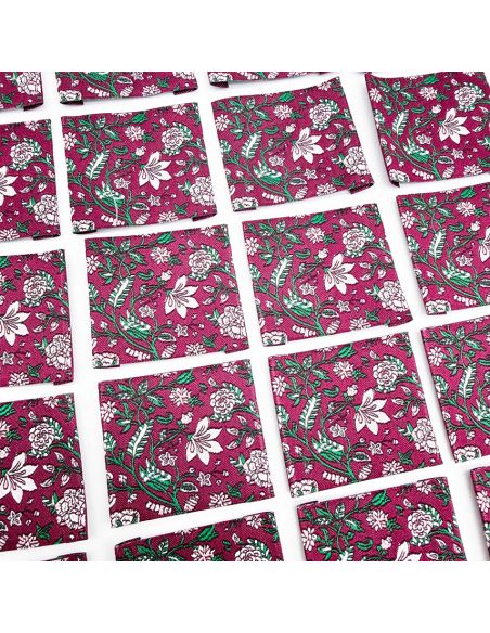 Lot de 5 étiquettes tissées à coudre fleurs Jaipur