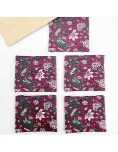 Lot de 5 étiquettes tissées à coudre fleurs Jaipur 2