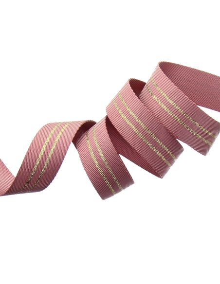 Sangle bagagerie rayé lurex - Vieux rose