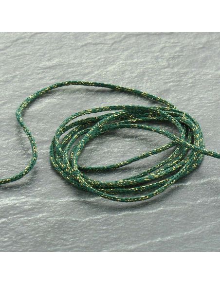 Cordon lurex Saxo 2 mm - Vert forêt et or