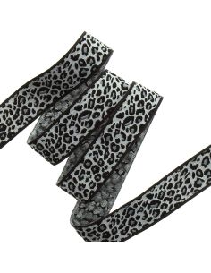 Galon jacquard léopard 25 mm - Gris
