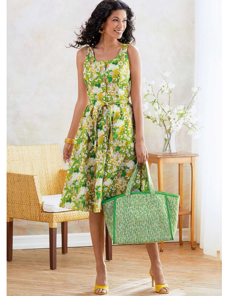 Patron de robe, ceinture et sac à main - Butterick 6674