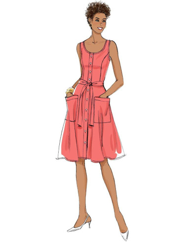 Patron de robe, ceinture et sac à main - Butterick 6674