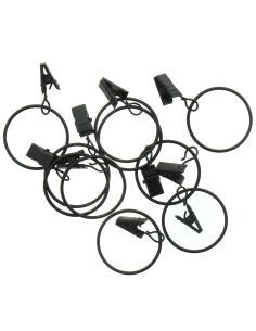 Lot de 10 anneaux 40 mm à pinces crocodile - Noir mat