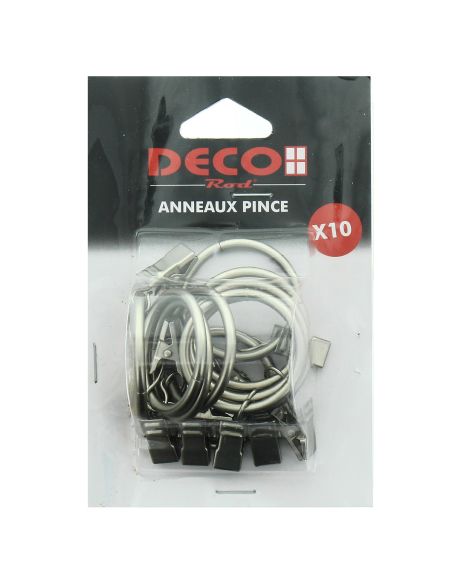 Lot de 10 anneaux 35 mm à pinces crocodile - Argent mat