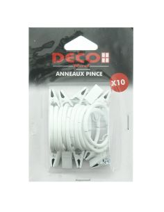Lot de 10 anneaux 35 mm à pinces crocodile - Blanc 2