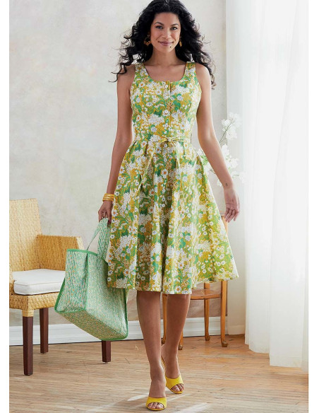Patron de robe, ceinture et sac à main - Butterick 6674