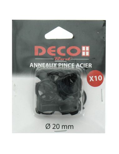 Lot de 10 anneaux 20 mm à pinces crocodile - Noir mat