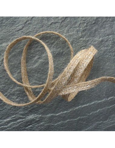 Tresse plate jute lurex 10 mm - Argent