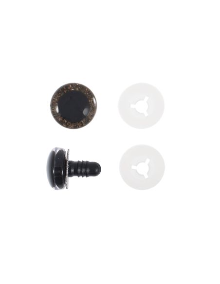Lot de 6 yeux de sécurité 9 mm - Marron