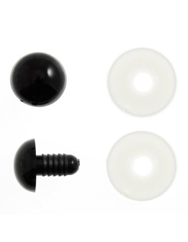 Lot de 4 yeux de sécurité 15 mm - Noir