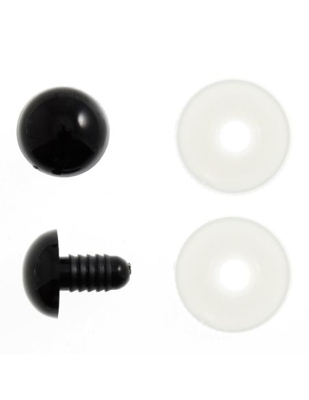 Lot de 4 yeux de sécurité 15 mm - Noir
