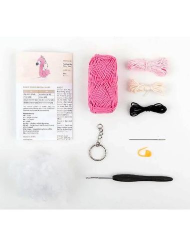 Kit mini porte-clés amigurumi Anchor - Flo le flamand rose