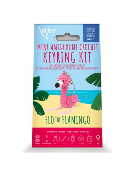 Kit mini porte-clés amigurumi Anchor - Flo le flamand rose
