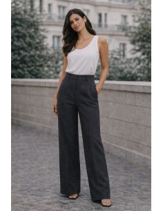 Tissu gabardine viscose brossée premium - Gris chiné foncé 2