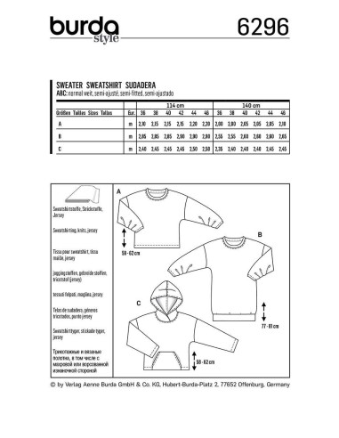 Patron de sweat-shirt - Burda 6296