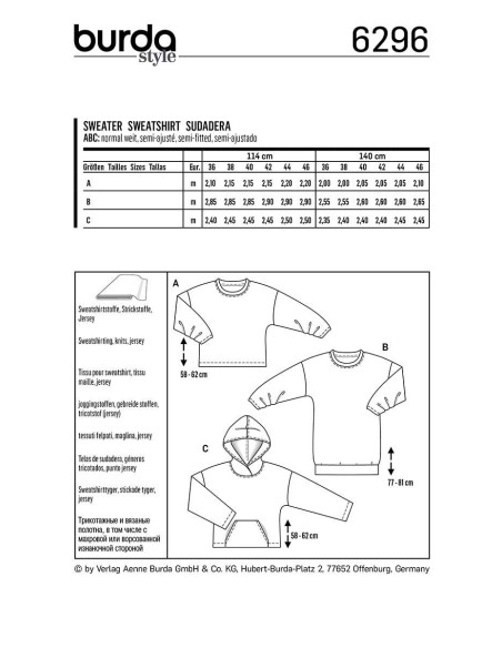 Patron de sweat-shirt - Burda 6296