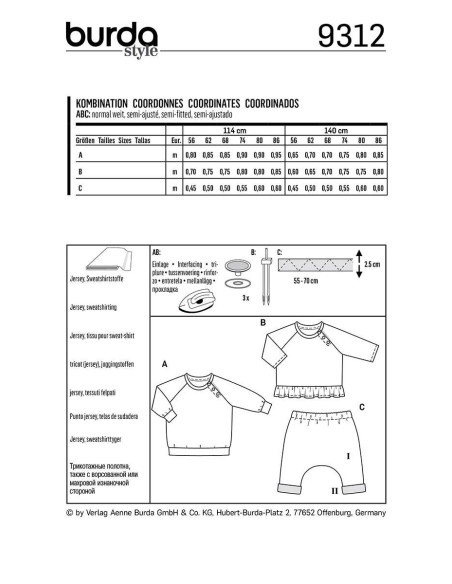 Patron de tee-shirt et pantalon élastique - Burda 9312